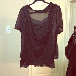 Maurices Famous Lace cami and mesh boatneck top